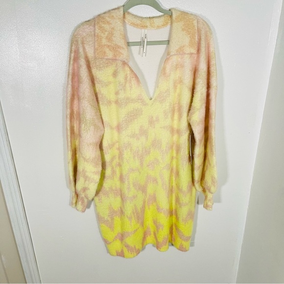 NEW Anthropologie Long-Sleeve V-Neck Sweater Mini Dress Oversized Preppy Relaxed - Picture 7 of 10
